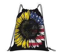 POCUK Mochila portátil con diseño de girasol y bandera americana para exteriores, simple, casual, viajes, playa, escuela