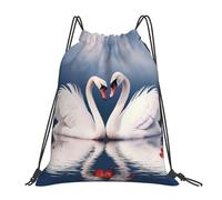 POCUK Mochila portátil para el día de San Valentín, diseño de pareja de cisnes, con cordón, para exteriores, para viajes, playa, escuela