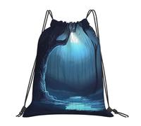 POCUK Trees In The Night Forest - Mochila portátil con cordón para exteriores, simple, casual, viajes, playa, escuela