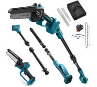 Podadora con batería 2 en 1 Mini motosierra compatible con Makita 18 V, 6 y 8 pulgadas sin escobillas, sierra de poda telescópica sin escobillas, sierra de cadena giratoria de 180° con barra de
