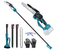 Podadora de batería telescópica y sierra de ramas profesional compatible con Makita 18V, sierra de 6 pulgadas sin escobillas 2 en 1 con mango telescópico y podadora de batería telescópica, altura de