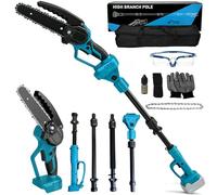 Podadora de batería y sierra de podar con cadena compatible Makita 18V, sierra de podar 2 en 1 sin escobillas de 6 pulgadas con mango telescópico y podadora eléctrica telescópica con batería