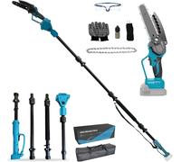 Podadora de batería y sierra de podar con cadena compatible Makita 18V, sierra de podar 2 en 1 sin escobillas de 6 pulgadas con mango telescópico y podadora eléctrica telescópica con batería