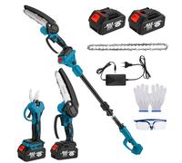 Podadora de pértiga inalámbrica 4 en 1 con mango telescópico - Motosierra de 6 pulgadas + tijera de podar de 32 mm + tijera de podar - Ángulo ajustable 180° - 2 baterías de 2,0 Ah para corte de árbole