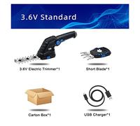 Podadora Electrica, Cortasetos eléctrico 2 en 1, inalámbrico, 3,6 V, USB, cortadora de césped, cortacésped recargable, herramientas jardín(PTET1053)