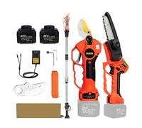 Podadora eléctrica inalámbrica de 25 V - 40 mm con poste de extensión de alcance y sierra de cadena de 5 pulgadas para corte de bonsái y ramas