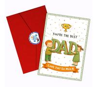 Podagree Divertida tarjeta para el día del padre, con texto en inglés "You're the Best Dad with Kids Holding Letters", Heartfelt Love You So Much, perfecta tarjeta de felicitación para el día del