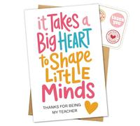 Podagree Tarjeta de agradecimiento para profesor, tarjeta de agradecimiento con texto en inglés «It Takes a Big Heart to Shape Little Minds», tarjeta de agradecimiento para profesor, bonita tarjeta de