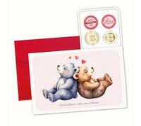 Podagree Tarjeta de aniversario de oso para esposa, marido, tarjeta de aniversario para pareja, bonita tarjeta de oso para novio y novia, Everywhere with You Is Home