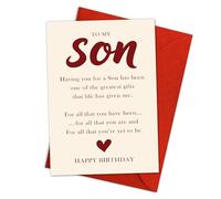 Podagree Tarjeta de cumpleaños para hijo, mensaje sincero para mi hijo, regalo para cumpleaños, aniversarios, día del padre y ocasiones especiales, de padres con amor, 8 x 5.3 pulgadas