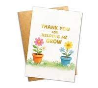 Podagree Tarjeta de felicitación de agradecimiento por ayudarme a crecer, diseño floral con macetas coloridas, tarjeta plegada con sobre, perfecta para profesores o mentores