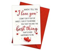 Podagree Tarjeta romántica de amor para él o ella, tarjeta de felicitación romántica con texto en inglés "I Love You", tarjeta de relación dulce, tarjeta de aniversario para novio, novia, marido