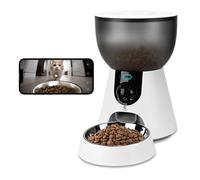 Podazz Comedero Gato Automatico con Cámara WiFi, 2.4/5G Comedero Inteligente con Control de App, Temporizador, Visión Nocturna y Voz Bidireccional, hasta 10 raciones 10 Comidas al día