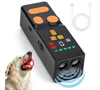 Podazz Dispositivo disuasorio de ladridos de perro, 4 emisores ultrasónicos mejorados, dispositivo antiladridos para perros con 10 niveles, luz estroboscópica, pitido y linterna, rango de 45 pies