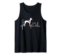 Podenco Canario Dog Heartbeat ECG Mis Perros Son mis Cardio Camiseta sin Mangas