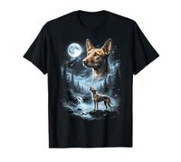 Podenco Howling to The Moon Retro Perro de los 90 Camiseta