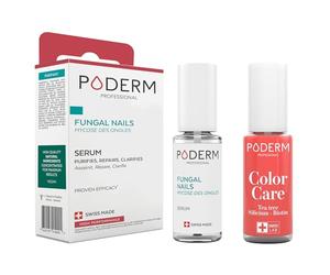PODERM - 2 PRODUCTOS | MICOSIS DE LA UÑA TRATAMIENTO 2en1 | Esmalte de uñas Rosa Coral | BIO | TRATA Y DA COLOR | Tratamiento profesional Pies/Manos | Fácil y rápido | Fabricado en Suiza