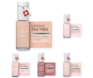 PODERM Esenciales Nude de Esmalte de Uñas con Árbol de Té - Fabricado en Suiza | Antifúngico con Aceite de Árbol de Té, Silicio y Biotina | Fortalece, Repara y Disimula Uñas Amarillas y Dañadas