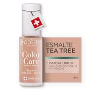 PODERM Esmalte Cuidado para Uñas con Tea Tree - Beige | Swiss Lab - 8ML | Enriquecido con Tea Tree, Silicio & Biotina | Purifica, Aclara & Nutre las Uñas Amarillas | Creado por una Podóloga