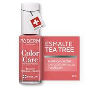 PODERM Esmalte Cuidado para Uñas con Tea Tree - Coral | Swiss Lab - 8ML | Enriquecido con Tea Tree, Silicio & Biotina | Purifica, Aclara & Nutre las Uñas Amarillas | Creado por una Podóloga