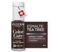 PODERM Esmalte Cuidado para Uñas con Tea Tree - Marrón | Swiss Lab - 8ML | Enriquecido con Tea Tree, Silicio & Biotina | Purifica, Aclara & Nutre las Uñas Amarillas | Creado por una Podóloga