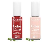 PODERM Esmalte Cuidado para Uñas con Tea Tree - Rojo Allure & Rosa Pálido | Swiss Lab - 8ML | Enriquecido con Silicio & Biotina | Purifica, Aclara & Nutre las Uñas Amarillas | Creado por una Podóloga