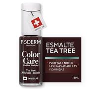 PODERM Esmalte Cuidado para Uñas con Tea Tree - Rojo Negro | Swiss Lab - 8ML | Enriquecido con Tea Tree, Silicio & Biotina | Purifica, Aclara & Nutre las Uñas Amarillas | Creado por una Podóloga