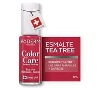 PODERM Esmalte Cuidado para Uñas con Tea Tree - Rojo Rosa | Swiss Lab - 8ML | Enriquecido con Tea Tree, Silicio & Biotina | Purifica, Aclara & Nutre las Uñas Amarillas | Creado por una Podóloga
