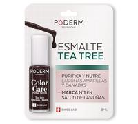PODERM - ESMALTE DE UÑAS TEA TREE PARA HONGOS DE UÑAS - COLOR ROJO NEGRO - TRATAR LAS UÑAS AMARILLAS/DAÑADAS - Previene y trata HONGOS - CUIDADO 2 IN 1 - FÓRMULA ÚNICA - SWISS MADE
