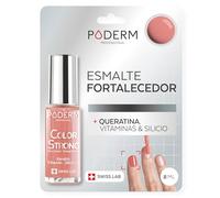 PODERM Esmalte Fortalecedor de Uñas - Coral | Repara y Fortalece Uñas Dañadas y Debilitadas por Esmaltes Semipermanentes | Biotina, Silicio y Queratina | Desarrollado por un Podólogo en Suiza