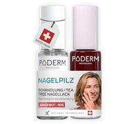 PODERM Hongo de uñas 2 en 1 + esmalte de uñas negro y rojo - Cuidado antifúngico, repara y oculta las uñas amarillentas para unas uñas visiblemente más sanas, desarrollado por un podólogo | Fabricado