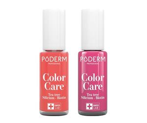 PODERM - PACK DE 2 PRODUCTOS | Esmalte de Uñas Tea Tree CORAL + FRAMBUESA | Para Uñas Amarillas/Dañadas | SWISS MADE