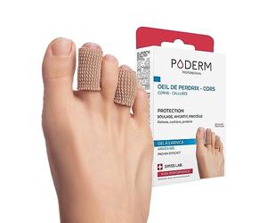 PODERM - PROTECTOR DIGITUBO CALLOS - OJOS DE GALLO - Protector de dedos del pie - Alivia los dolores - 2 protectores reutilizables de 7 cm - Ingredientes 100% naturales - Swiss Made