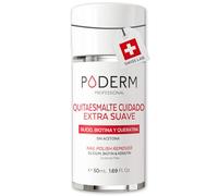 PODERM Quitaesmalte Extra Suave Sin Acetona para Uñas Sensibles - 50 ML | Elimina los Esmaltes Intensos desde la Primera Pasada | Fitoqueratina, Biotina & Silicio | Creado por un Podólogo