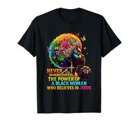 Poderosa Mujer Negra Fe Inspiradora Cree Jesús Camiseta