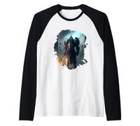 Poderoso Caballero en Armadura con Espada de Fuego Camiseta Manga Raglan
