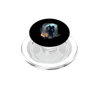 Poderoso Caballero en Armadura con Espada de Fuego PopSockets PopGrip para MagSafe