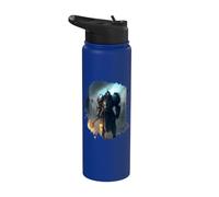 Poderoso caballero en armadura con espada de fuego Stainless Steel Insulated Water Bottle