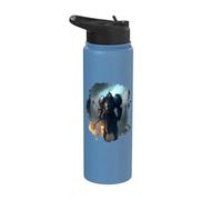 Poderoso caballero en armadura con espada de fuego Stainless Steel Insulated Water Bottle