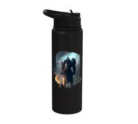 Poderoso caballero en armadura con espada de fuego Stainless Steel Insulated Water Bottle
