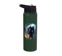 Poderoso caballero en armadura con espada de fuego Stainless Steel Insulated Water Bottle