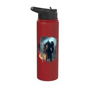 Poderoso caballero en armadura con espada de fuego Stainless Steel Insulated Water Bottle