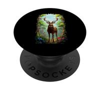 Poderoso Ciervo Ciervo Macho Animal Salvaje Maderas PopSockets PopGrip Adhesivo