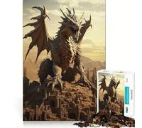 Poderoso Rompecabezas de dragón Antiguo de 1000 Piezas para Adultos Juguete Que desafía la Mente Momento de Paz Arte de Corte nítido Coleccionable 50x75cm