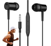 Podes de audio Ergonomic Eard - Carcasa moldeada por precisión con puntas de sellado suave, unidad de controlador de gama baja, micrófono de llamada incorporado y cable resistente al enredo, una c
