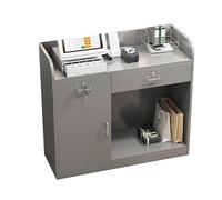 Podio De Madera, Atriles Y Podios, Atril con Ruedas para Anfitrionas, Almacenamiento De 2 Niveles Y Cajones con Cerradura, Mesa De Podio Móvil para Salas De Conferencias De Oficina(Gray,80*40*92cm)