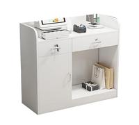 Podio De Madera, Atriles Y Podios, Atril con Ruedas para Anfitrionas, Almacenamiento De 2 Niveles Y Cajones con Cerradura, Mesa De Podio Móvil para Salas De Conferencias De Oficina(White,80*40*92cm)
