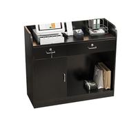 Podio De Madera, Atriles Y Podios, Atril con Ruedas para Anfitrionas, Almacenamiento De 2 Niveles Y Cajones con Cerradura, Mesa De Podio Móvil para Salas De Conferencias De Oficina(Black,100*40*92cm)