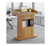 Podio de madera con cajón púlpito de iglesia para conferencias, base resistente que no se tambalea, amplia superficie de trabajo (100 x 50 cm, color madera), ideal para eventos y presentaciones