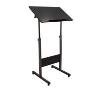 Podio portátil Ajustable con Ruedas. Atril Negro para Iglesias, conferencias y auditorios. Soporte versátil para oradores de 100x60x140 cm para Eventos.